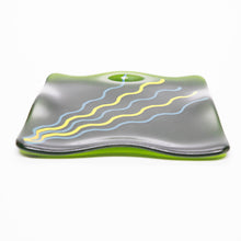 Load image into Gallery viewer, Plate - Green with funky blue and yellow stripes