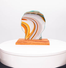 Load image into Gallery viewer, Plate - Orange cream and blue scallop-shaped plate