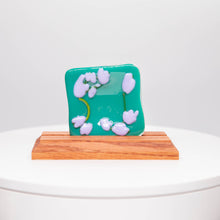 Load image into Gallery viewer, Plate - Turquoise soap dish with blossoms