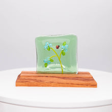 Load image into Gallery viewer, Plate - Clear green soap dish with blossoms