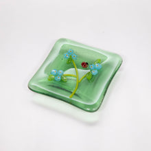 Load image into Gallery viewer, Plate - Clear green soap dish with blossoms