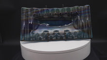 Load and play video in Gallery viewer, Plate - Dark iridescent rectangular platter with rippled edges
