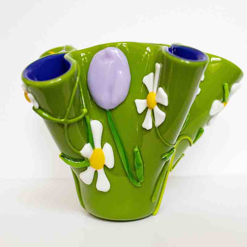 Vase - Green spring vase with rippled edges