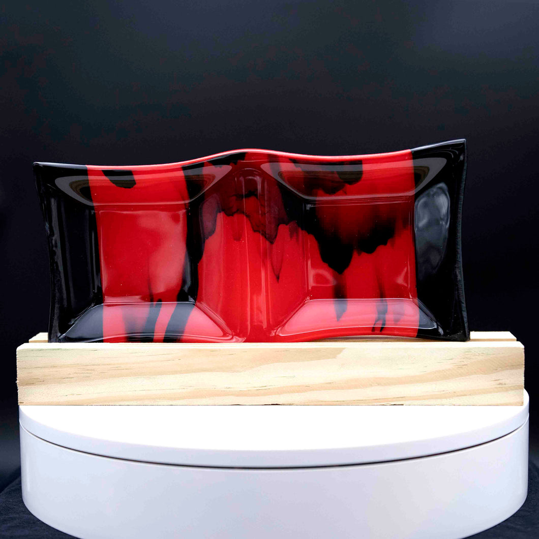 Plate - Red and black double bowl