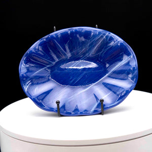 Plate - Fleur blue oval shaped platter