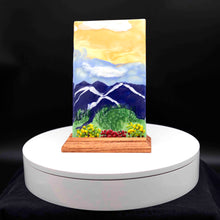 Load image into Gallery viewer, Decorative - Mountain painting with bushes and flowers
