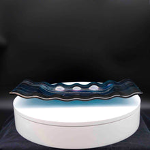 Load image into Gallery viewer, Plate - Dark iridescent rectangular platter with rippled edges
