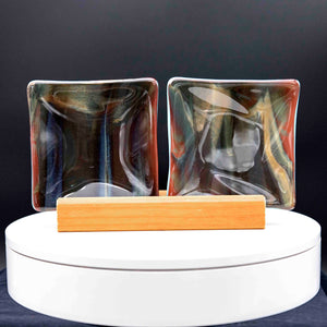 Plate - Wood patterned square plate - set of 2