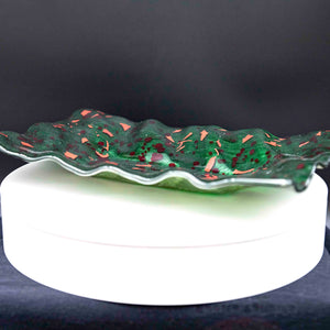 Holiday Platter -  Christmas green platter with red confetti