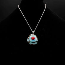 Load image into Gallery viewer, Jewelry - Sky blue and mahogany patterned pendant with red dot
