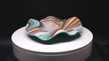 Load and play video in Gallery viewer, Plate - Orange cream and blue rippled edge round bowl
