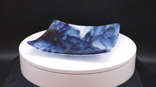 Load and play video in Gallery viewer, Plate - Beautiful white glass dish with blue wave overlay
