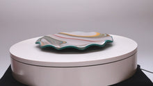 Load and play video in Gallery viewer, Plate - Orange cream and blue rippled edge small round plate
