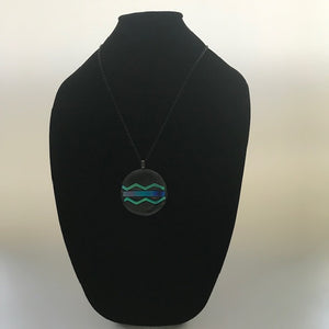 Jewelry - Large round pendant with dichroic chevon