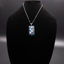 Load image into Gallery viewer, Jewelry - rectangular iridescent pendant with pink accent
