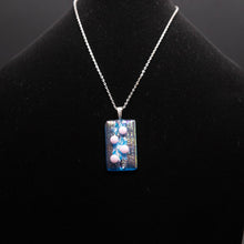 Load image into Gallery viewer, Jewelry - rectangular iridescent pendant with pink accent
