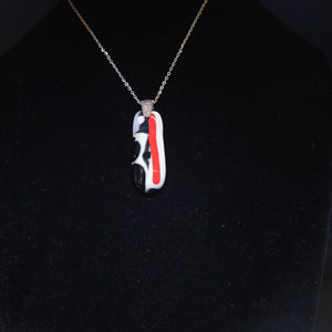 Jewelry - Black, white and red rectangular pendant