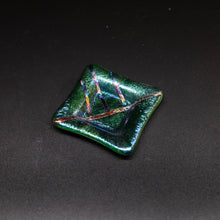 Load image into Gallery viewer, Plate - Dark green iridescent dish with dichroic decoration

