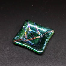 Load image into Gallery viewer, Plate - Dark green iridescent dish with dichroic decoration
