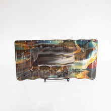Load image into Gallery viewer, Plate - Petrified wood patterned rectangular platter with rippled edges
