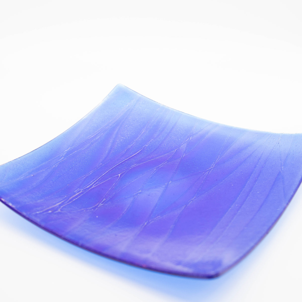 Plate - Deep blue iridescent wave patterned large square platter – Bee ...