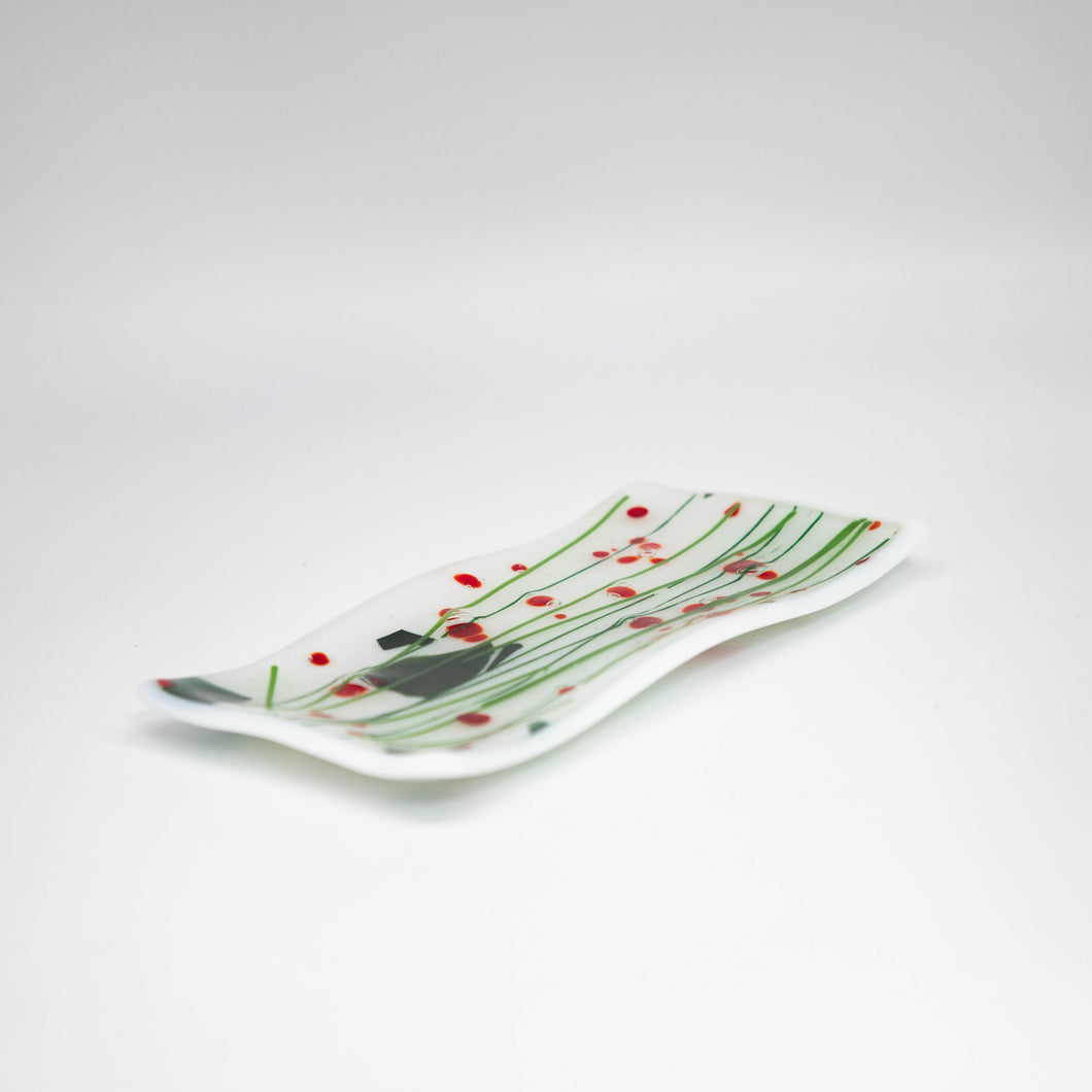 Holiday - Holly Berry rectangular plate with white background