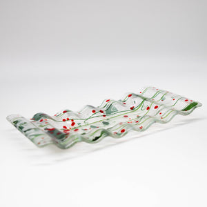 Holiday - Holly Berry clear rectangular platter