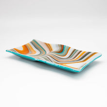Load image into Gallery viewer, Plate - Orange cream and blue double-square dish
