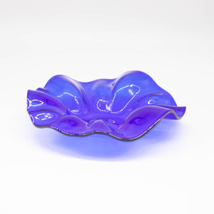 Bowl - Navy blue glass with rippled edges