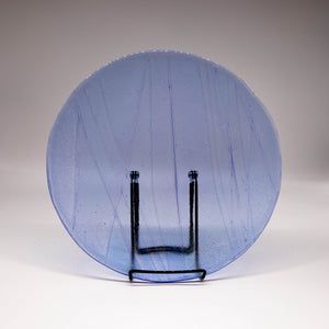 Plate - Clear blue iridescent wave patterned large round platter
