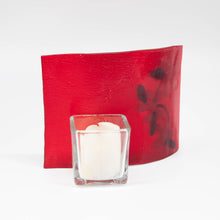 Load image into Gallery viewer, Votive holder - Red iridescent votive holder with flowers
