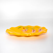 Load image into Gallery viewer, Bowl - Bright yellow oval dish with scalloped edge
