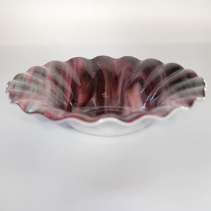 Bowl - Raspberry cream pattern bowl with swirl edge