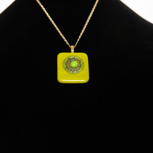 Jewelry - Green and yellow square pendant