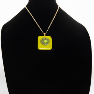 Jewelry - Green and yellow square pendant