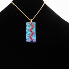 Load image into Gallery viewer, Jewelry - Dichroic turquoise and purple rectangular pendant
