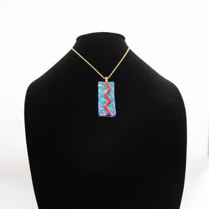 Jewelry - Dichroic turquoise and purple rectangular pendant
