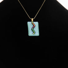 Load image into Gallery viewer, Jewelry - Light blue sea glass pendant with chevron
