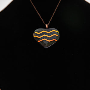 Jewelry - Heart pendant with tangerine chevron