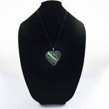 Load image into Gallery viewer, Jewelry - Dark green heart with dichroic chevron
