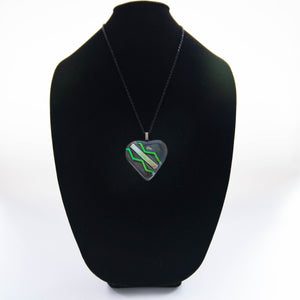 Jewelry - Dark green heart with dichroic chevron