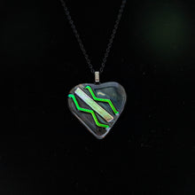 Load image into Gallery viewer, Jewelry - Dark green heart with dichroic chevron
