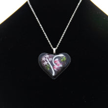Load image into Gallery viewer, Jewelry - Rich Purple Heart pendant with rose colored flowers
