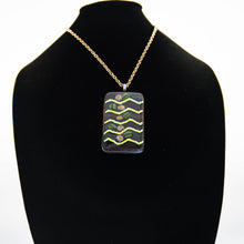 Load image into Gallery viewer, Jewelry - Extra large rectangular pendant in rich gold and green hues
