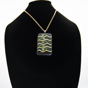 Jewelry - Extra large rectangular pendant in rich gold and green hues