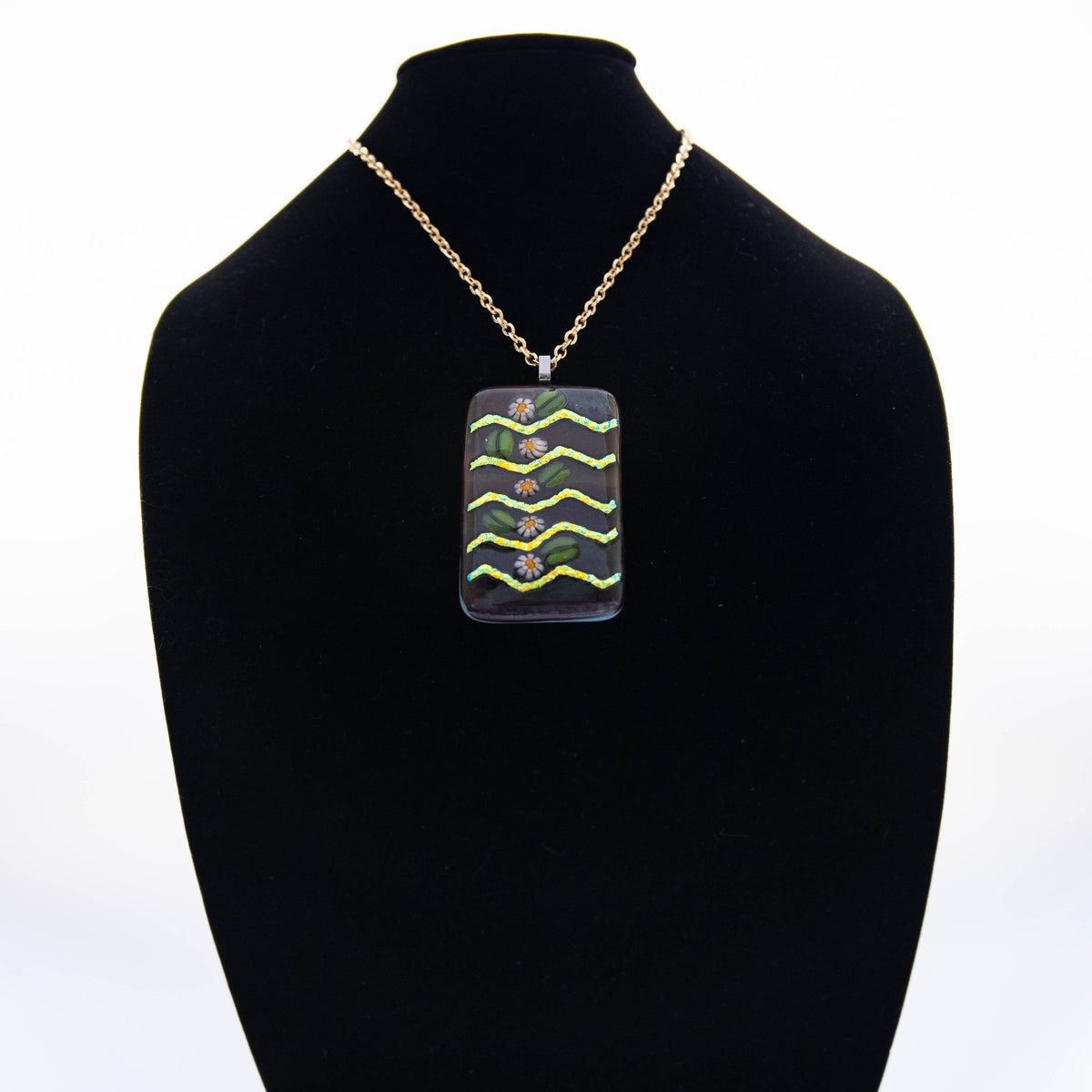 Jewelry - Extra large rectangular pendant in rich gold and green hues ...