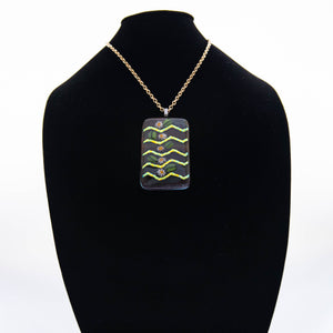 Jewelry - Extra large rectangular pendant in rich gold and green hues