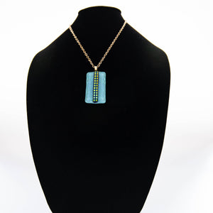 Jewelry -Dichroic turquoise pendant with dichroic lines