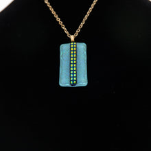 Load image into Gallery viewer, Jewelry -Dichroic turquoise pendant with dichroic lines
