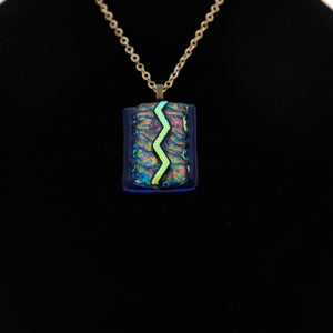 Jewelry - Dark blue pendant with iridescent green and gold